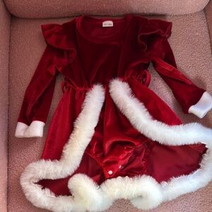 Red Velvet Santa Dress with White Fur Trim